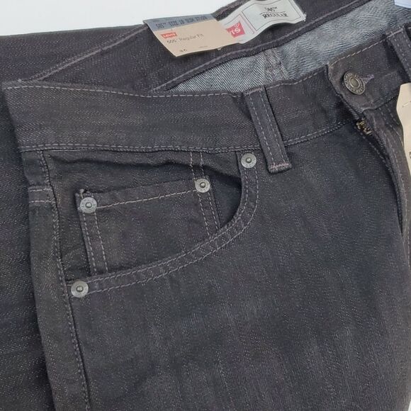 NEW LEVI'S 505 REGULAR BLACK DENIM SLIM STRAIGHT JEANS 27 29 NWT - Picture 7 of 7